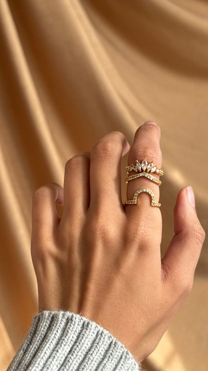 Double Crystal Stack Ring