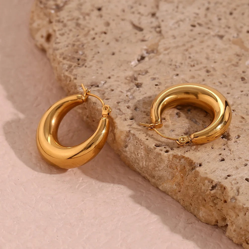 Chunky Hoops Gold Earrings