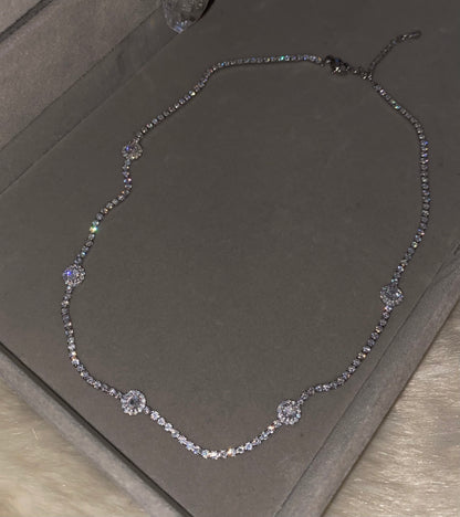 Round Diamond Silver Choker