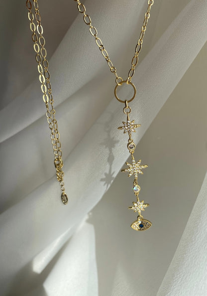 Evil Eye Stars Drop Necklace