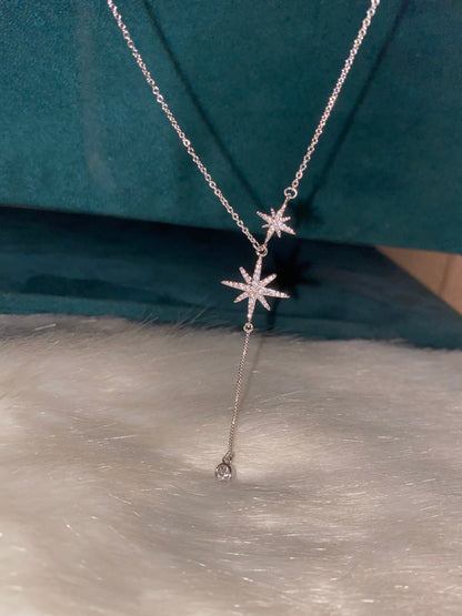 Crystal star silver necklace