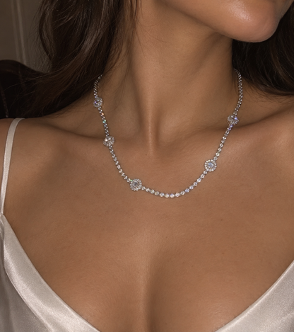Round Diamond Silver Choker