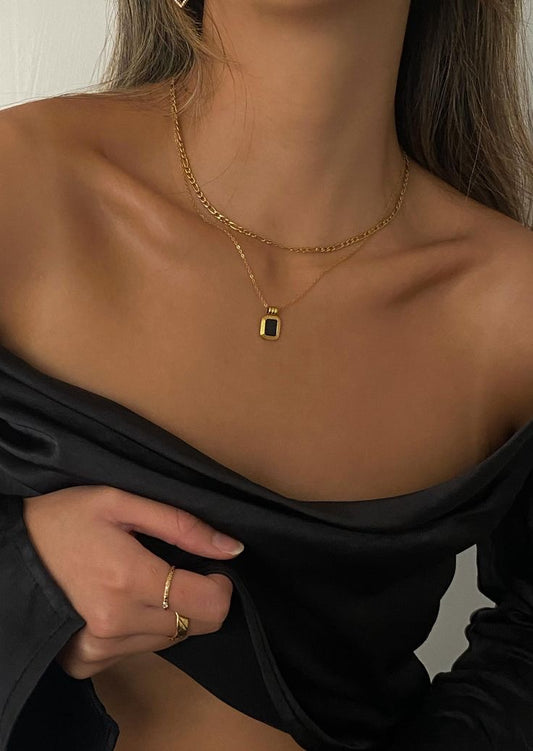 Anke Chain Layered Black Necklace