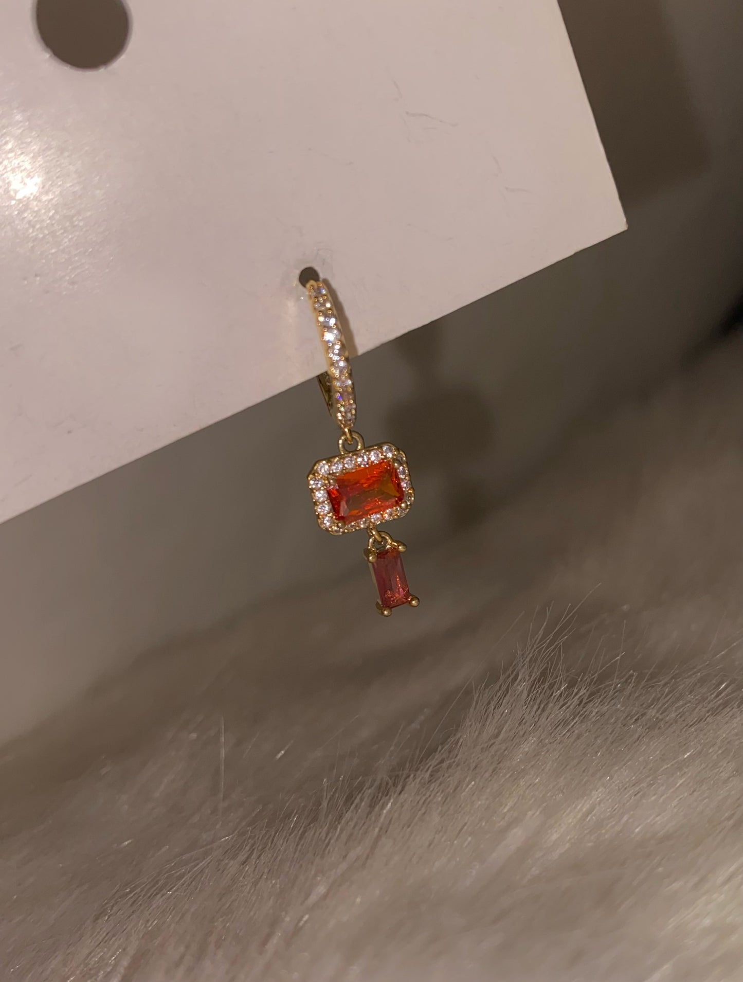 Rectangle orange single earring