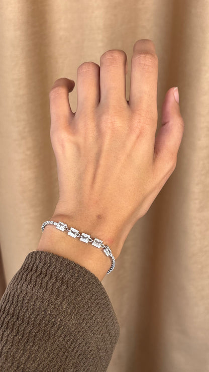 Rectangular Silver Tennis Bracelet
