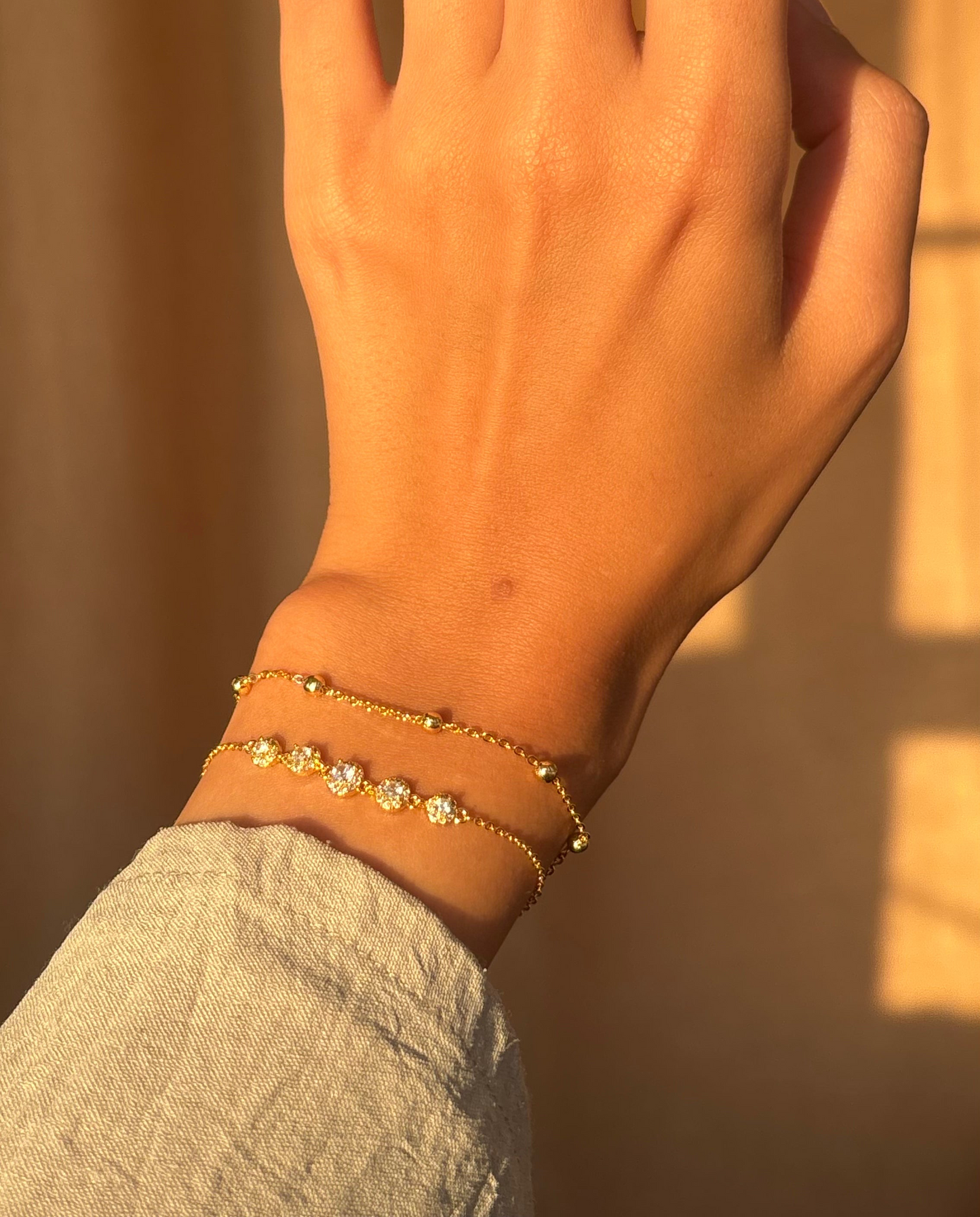 Soft glow layered bracelet