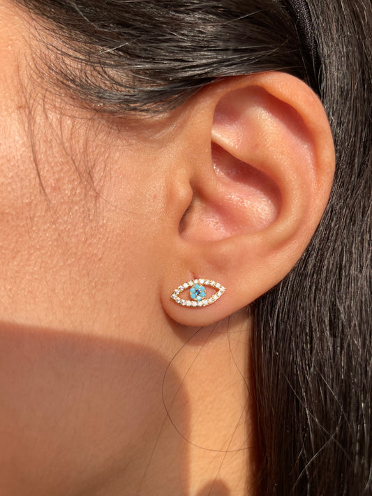 Blue Evil Eye Earrings